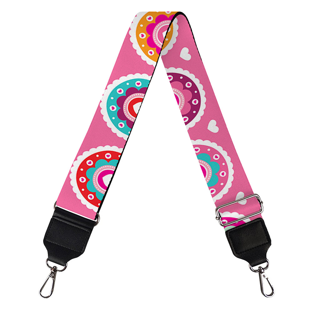 Pink Girly Flower Pattern Print Bag Strap