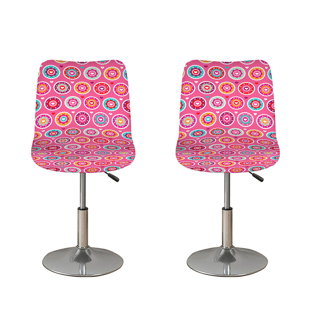 Pink Girly Flower Pattern Print Bar Stool Covers