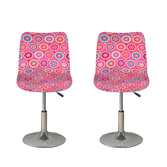 Pink Girly Flower Pattern Print Bar Stool Covers
