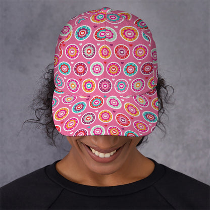 Pink Girly Flower Pattern Print Baseball Cap