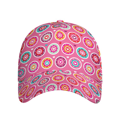 Pink Girly Flower Pattern Print Baseball Cap