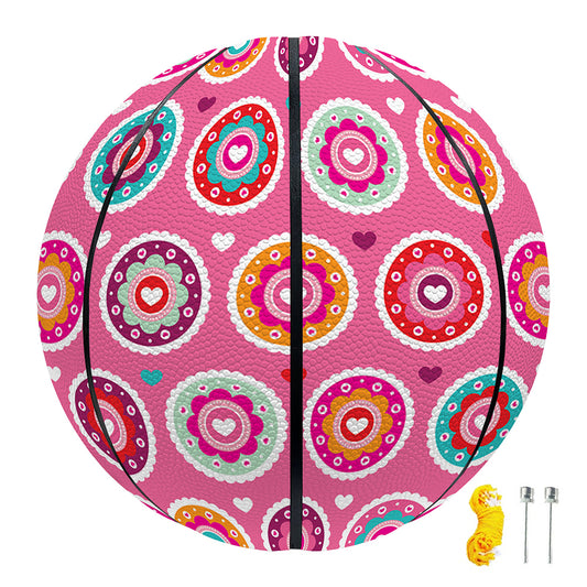 Pink Girly Flower Pattern Print Basketball