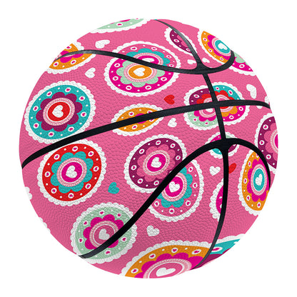 Pink Girly Flower Pattern Print Basketball