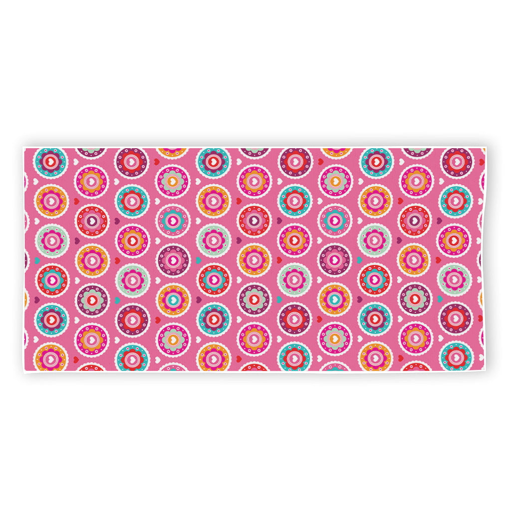 Pink Girly Flower Pattern Print Beach Towel