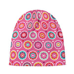 Pink Girly Flower Pattern Print Beanie