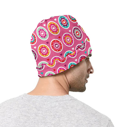 Pink Girly Flower Pattern Print Beanie