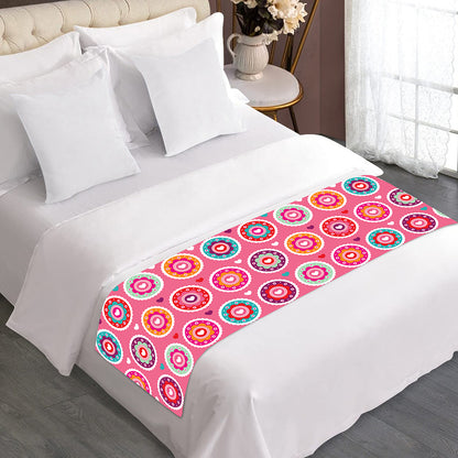 Pink Girly Flower Pattern Print Bed Runner