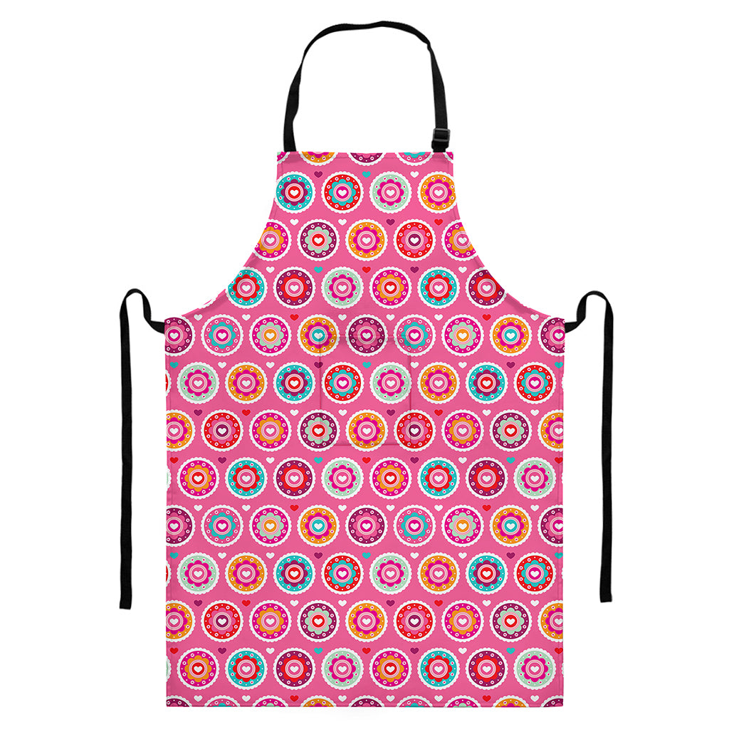 Pink Girly Flower Pattern Print Bib Apron With Pocket