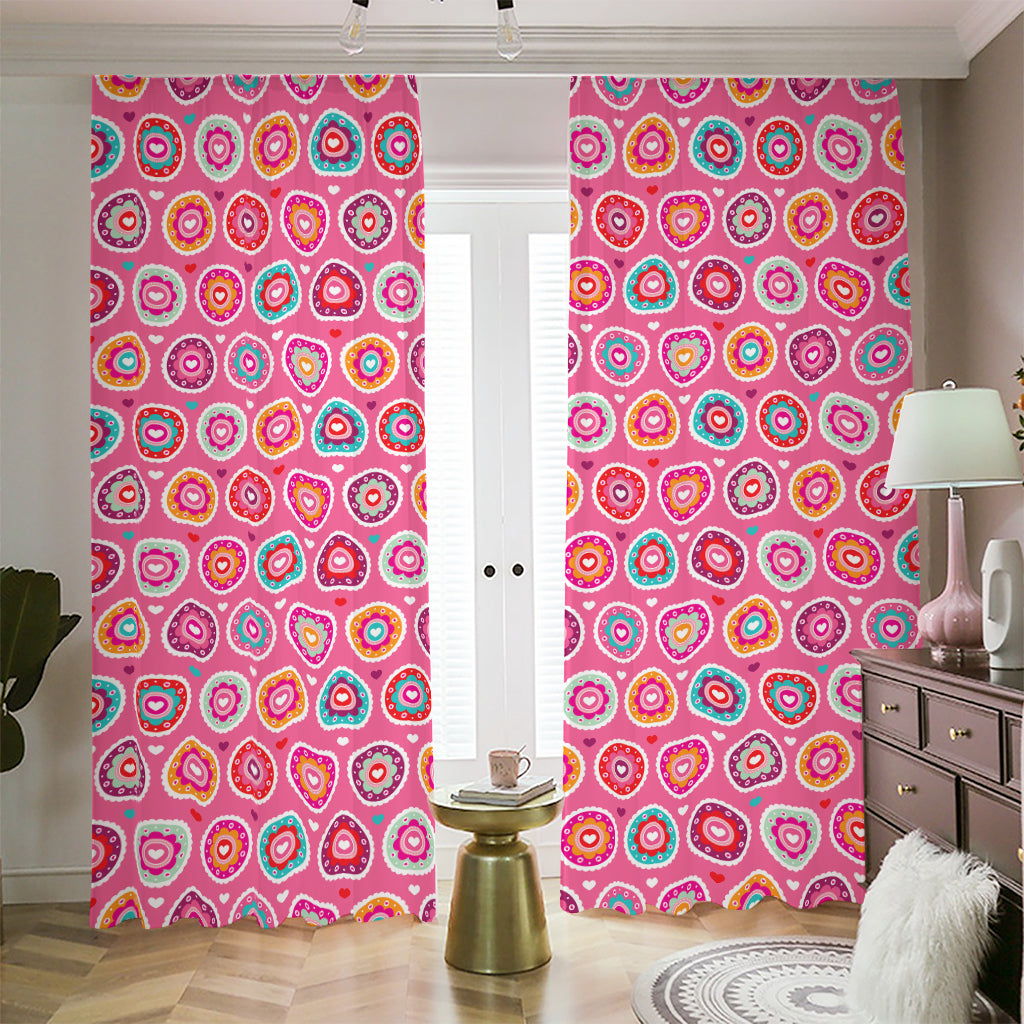 Pink Girly Flower Pattern Print Blackout Pencil Pleat Curtains