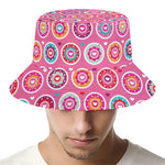 Pink Girly Flower Pattern Print Bucket Hat