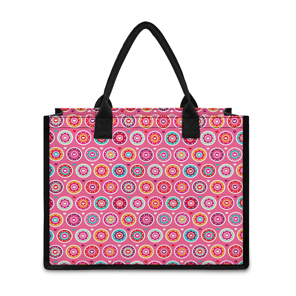 Pink Girly Flower Pattern Print Canvas Tote Bag