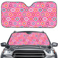 Pink Girly Flower Pattern Print Car Windshield Sun Shade