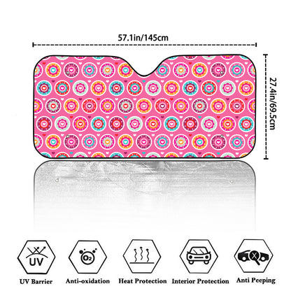 Pink Girly Flower Pattern Print Car Windshield Sun Shade
