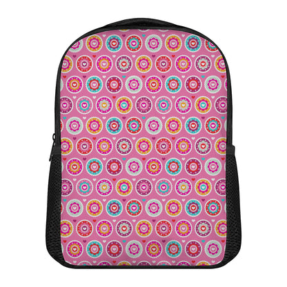 Pink Girly Flower Pattern Print Casual Backpack