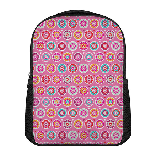 Pink Girly Flower Pattern Print Casual Backpack