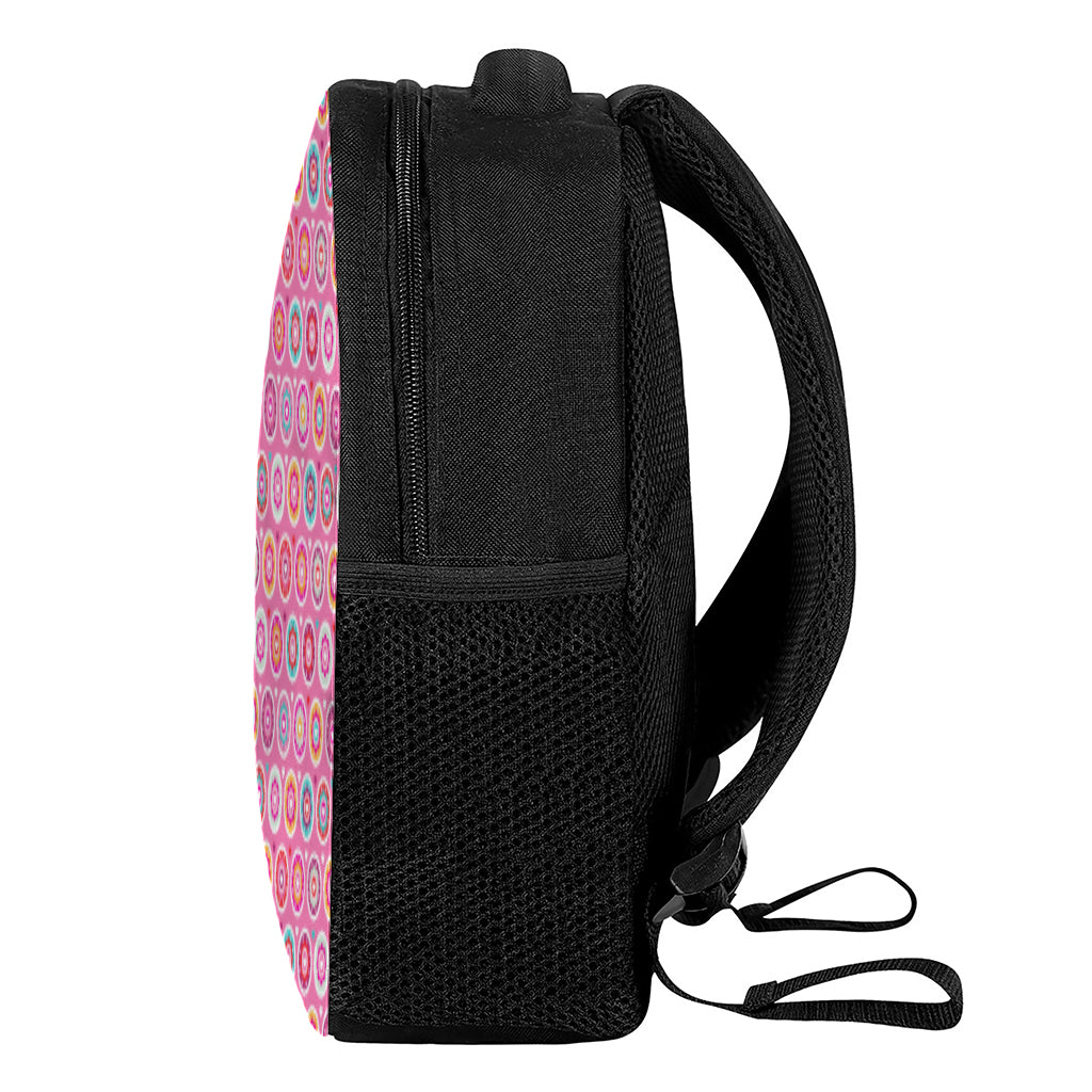 Pink Girly Flower Pattern Print Casual Backpack