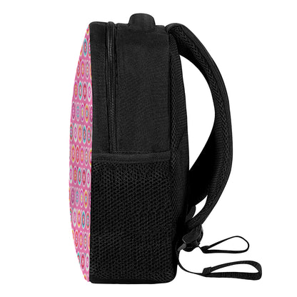 Pink Girly Flower Pattern Print Casual Backpack