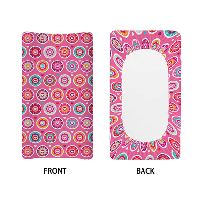 Pink Girly Flower Pattern Print Changing Pad Cover