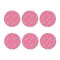 Pink Girly Flower Pattern Print Coaster Set
