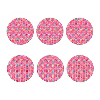 Pink Girly Flower Pattern Print Coaster Set