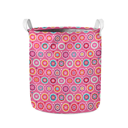 Pink Girly Flower Pattern Print Collapsible Laundry Basket