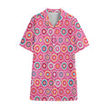 Pink Girly Flower Pattern Print Cotton Hawaiian Shirt