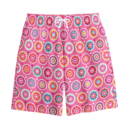 Pink Girly Flower Pattern Print Cotton Shorts