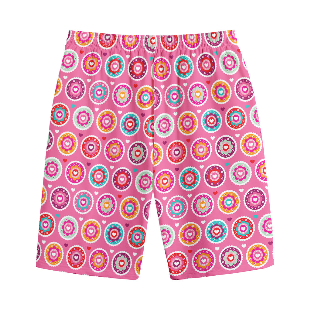 Pink Girly Flower Pattern Print Cotton Shorts