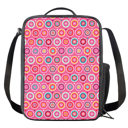 Pink Girly Flower Pattern Print Crossbody Lunch Bag