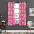 Pink Girly Flower Pattern Print Grommet Curtain Panels
