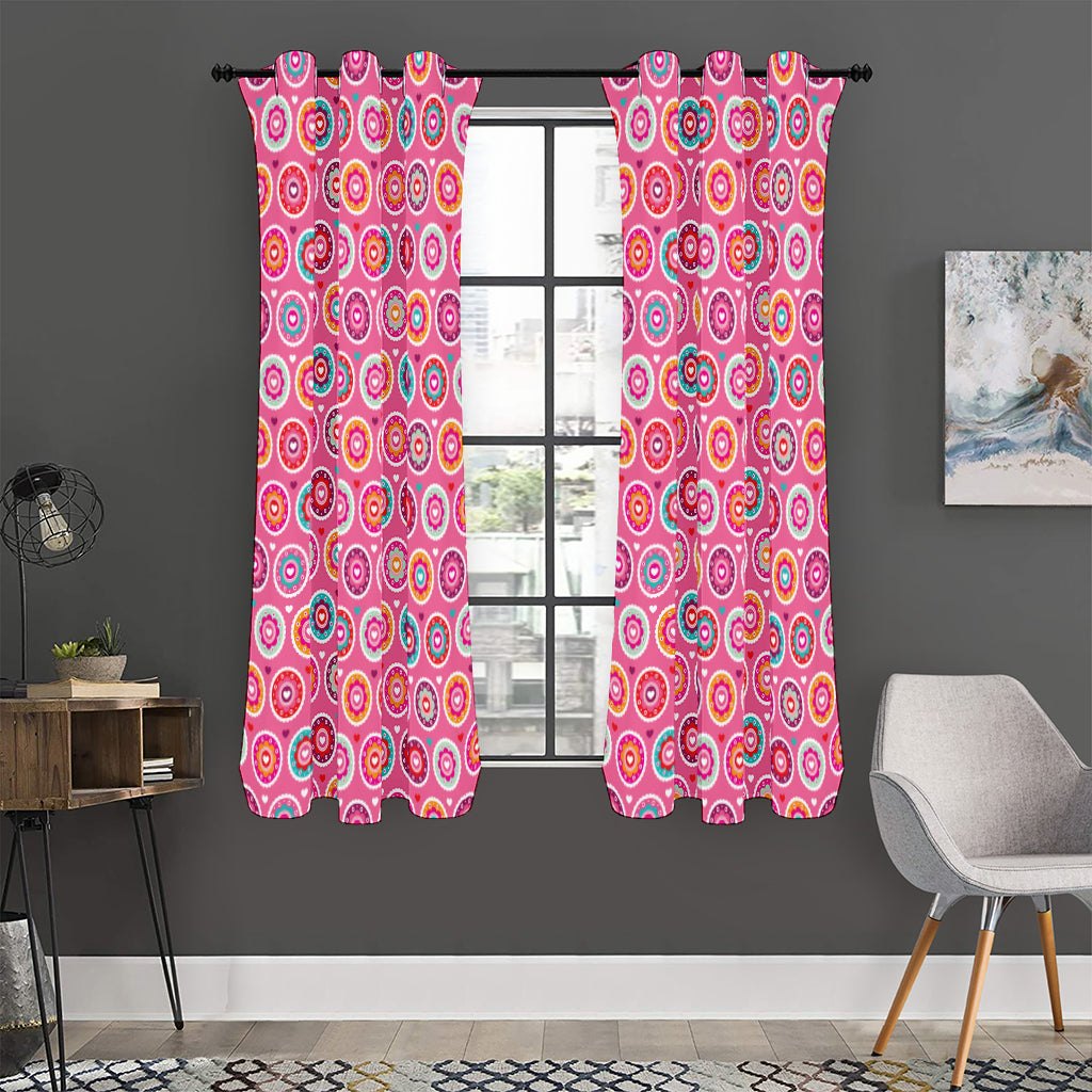 Pink Girly Flower Pattern Print Curtain