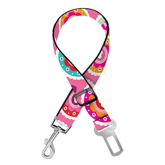 Pink Girly Flower Pattern Print Dog Seat Belt