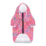 Pink Girly Flower Pattern Print Dog Zip Up Hoodie