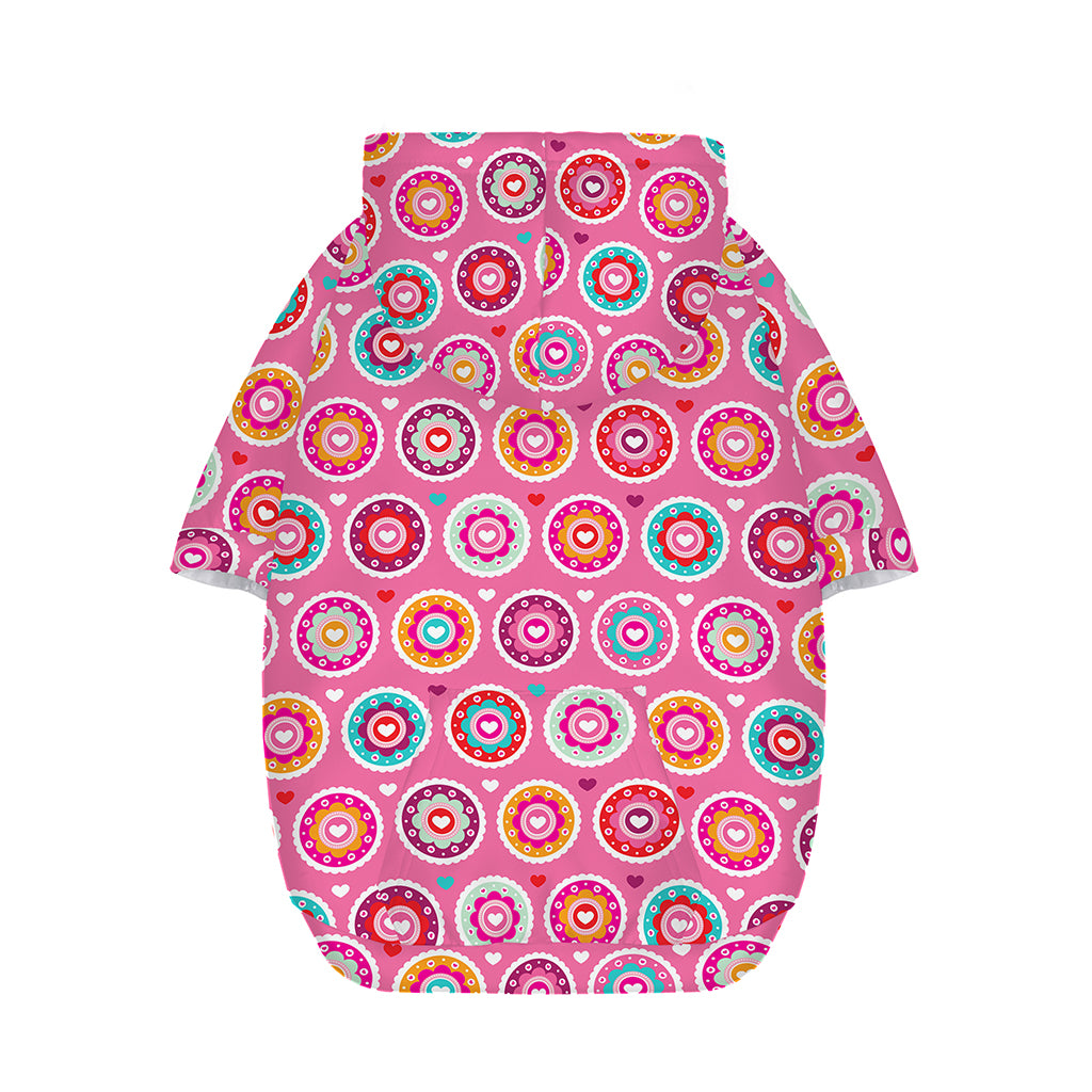 Pink Girly Flower Pattern Print Dog Zip Up Hoodie