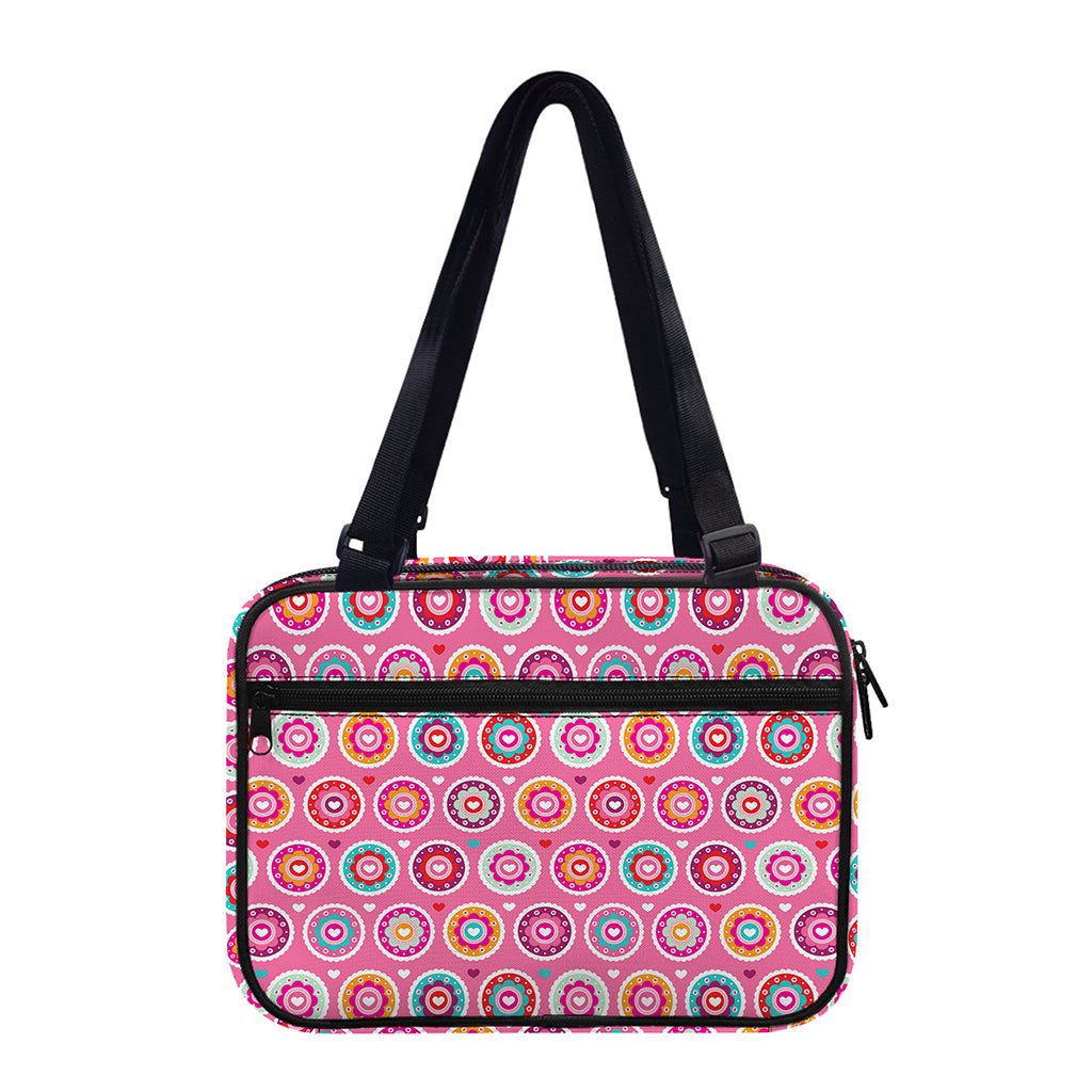 Pink Girly Flower Pattern Print Double Strap Bible Bag
