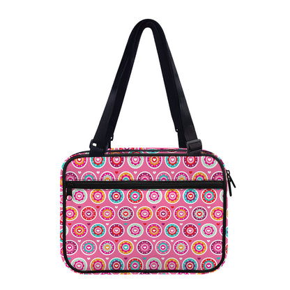 Pink Girly Flower Pattern Print Double Strap Bible Bag