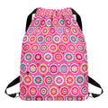 Pink Girly Flower Pattern Print Drawstring Backpack