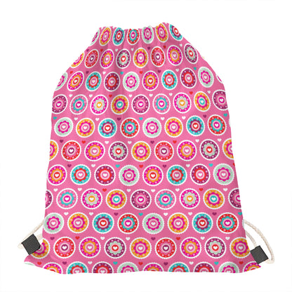 Pink Girly Flower Pattern Print Drawstring Bag