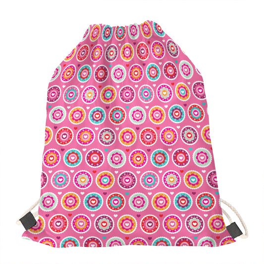 Pink Girly Flower Pattern Print Drawstring Bag