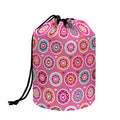 Pink Girly Flower Pattern Print Drawstring Makeup Bag