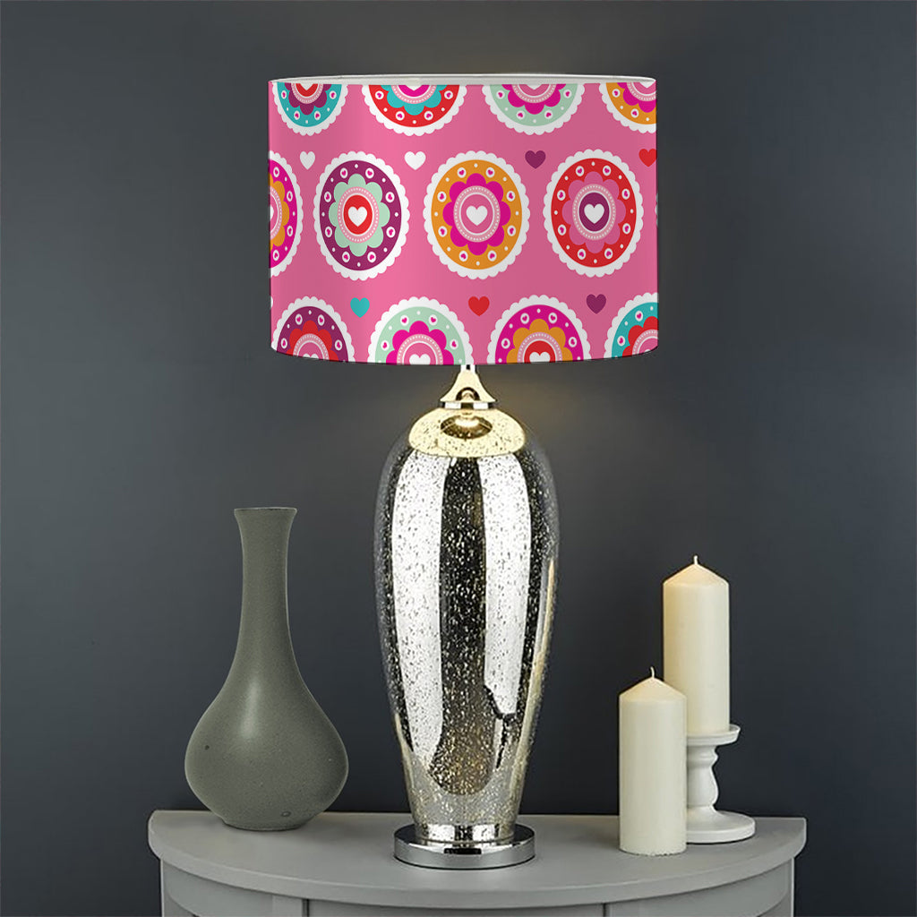 Pink Girly Flower Pattern Print Drum Lamp Shade