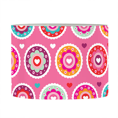 Pink Girly Flower Pattern Print Drum Lamp Shade