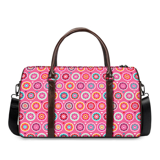 Pink Girly Flower Pattern Print Duffle Bag