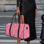 Pink Girly Flower Pattern Print Duffle Bag