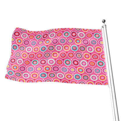 Pink Girly Flower Pattern Print Flag