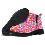 Pink Girly Flower Pattern Print Flat Ankle Boots