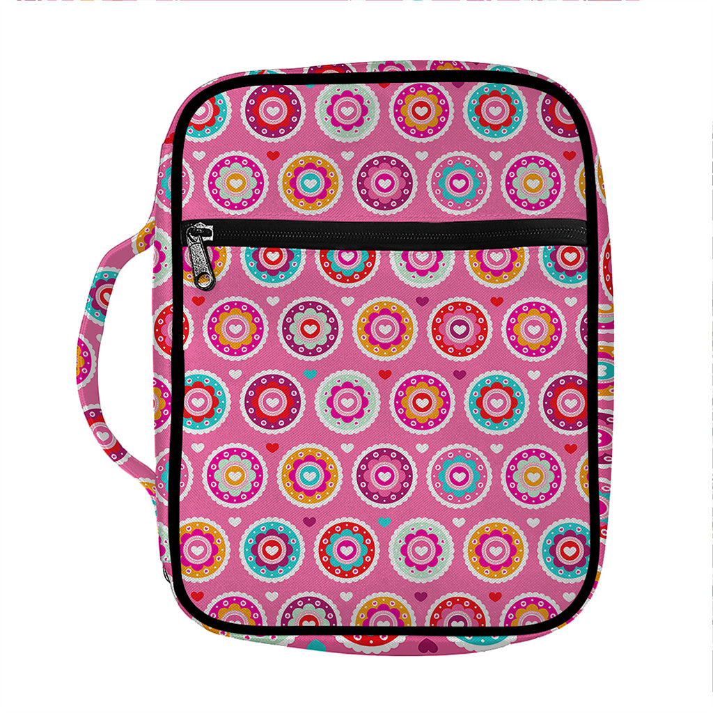 Pink Girly Flower Pattern Print Front Pocket Bible Bag
