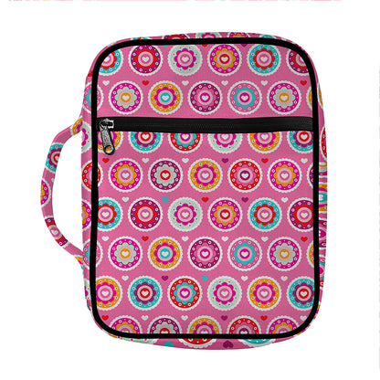 Pink Girly Flower Pattern Print Front Pocket Bible Bag