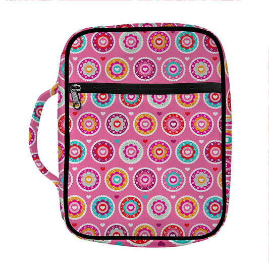 Pink Girly Flower Pattern Print Front Pocket Bible Bag