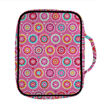 Pink Girly Flower Pattern Print Front Pocket Bible Bag